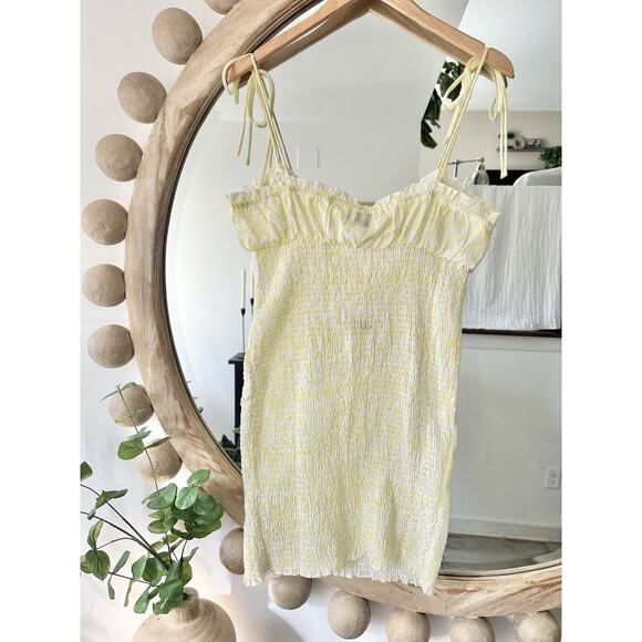 NWT Princess Polly Size 10 Korina Yellow Smocked Mini Dress Milkmaid - Picture 6 of 6